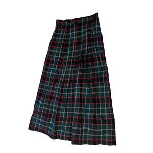 Vintage Evan Picone Plaid Check Pleated 100% Wool Midi Skirt Size